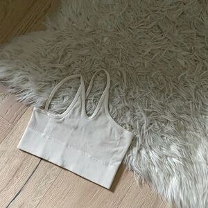 White asymmetrical tank crop top. Women.